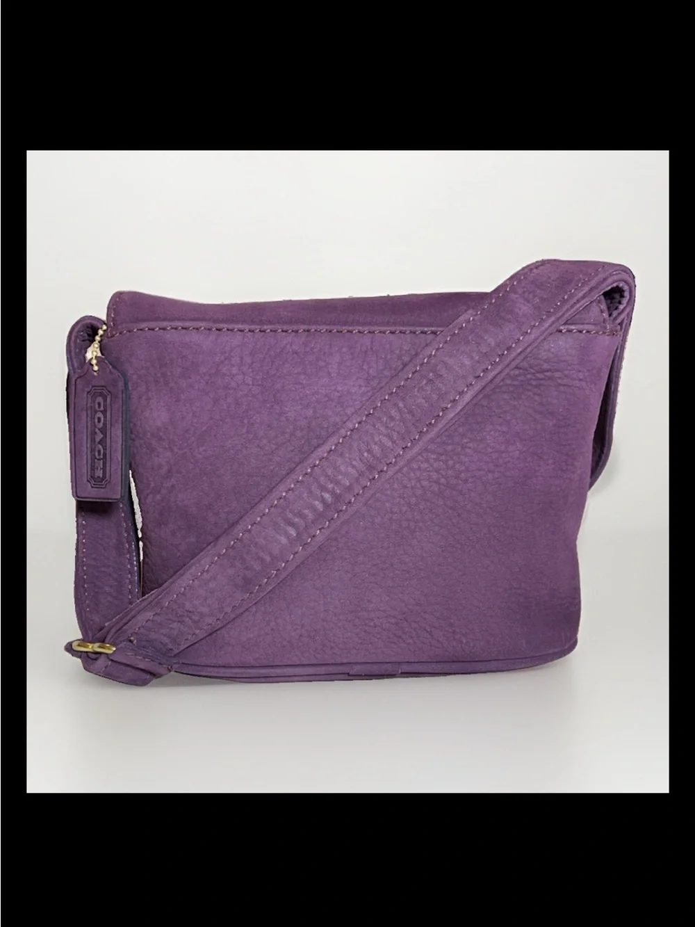 Coach Sonoma Small Flap Bag, Grape Nubuck Leather 1996 (#4946) *Made In The USA*